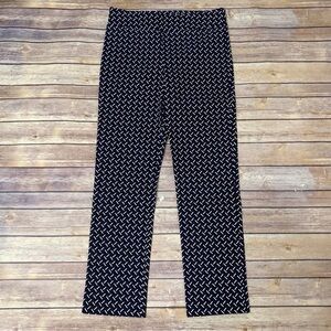 Margaret M black/blue/white line print slimming pants straight leg
